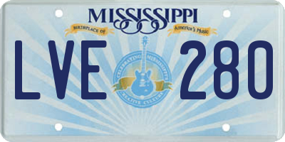 MS license plate LVE280