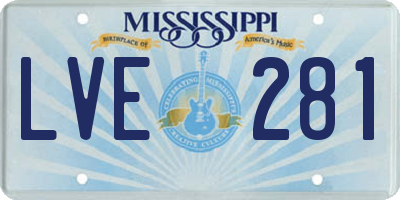 MS license plate LVE281