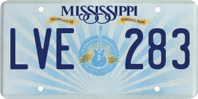 MS license plate LVE283