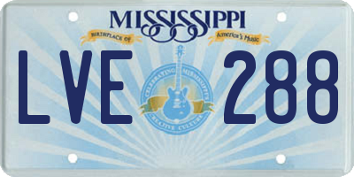 MS license plate LVE288