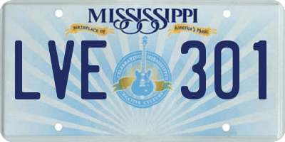 MS license plate LVE301