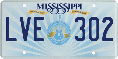 MS license plate LVE302