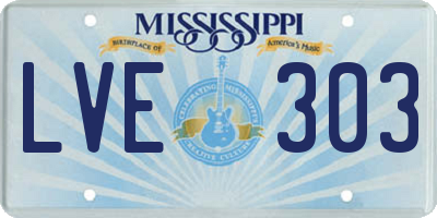 MS license plate LVE303