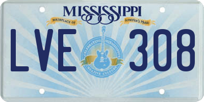 MS license plate LVE308