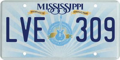 MS license plate LVE309