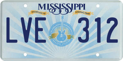 MS license plate LVE312
