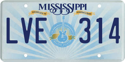 MS license plate LVE314