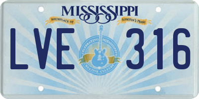 MS license plate LVE316