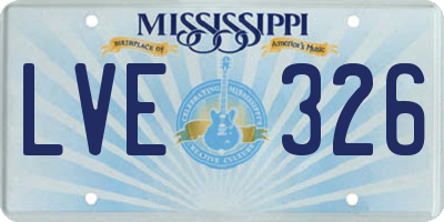 MS license plate LVE326