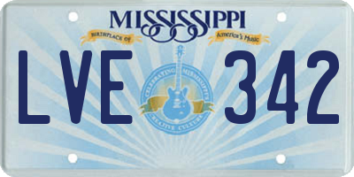 MS license plate LVE342