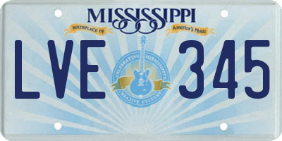 MS license plate LVE345