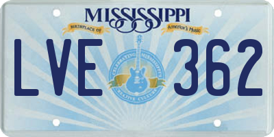 MS license plate LVE362