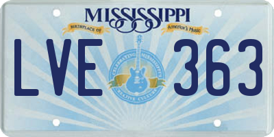 MS license plate LVE363