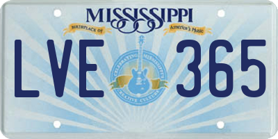MS license plate LVE365