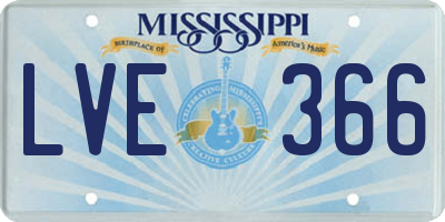 MS license plate LVE366
