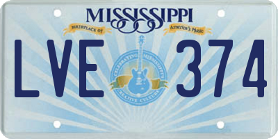 MS license plate LVE374