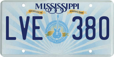 MS license plate LVE380
