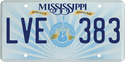 MS license plate LVE383