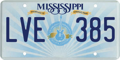 MS license plate LVE385