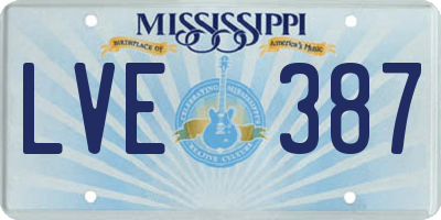 MS license plate LVE387