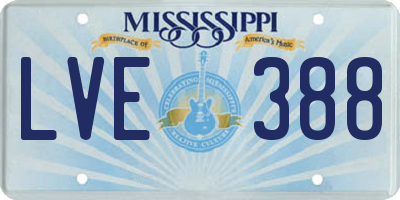 MS license plate LVE388