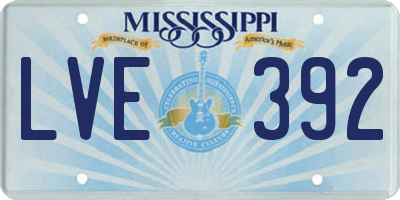 MS license plate LVE392