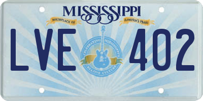 MS license plate LVE402