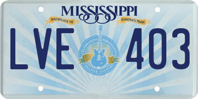 MS license plate LVE403