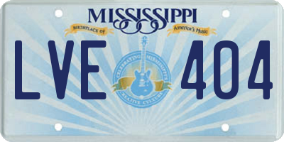 MS license plate LVE404
