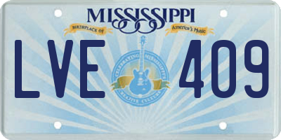 MS license plate LVE409