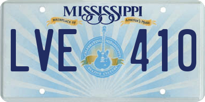 MS license plate LVE410
