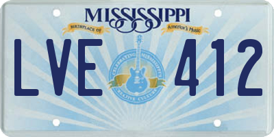 MS license plate LVE412