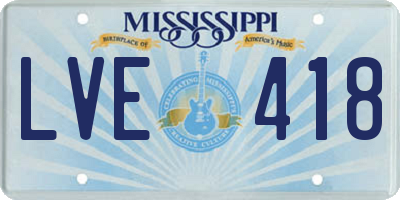 MS license plate LVE418