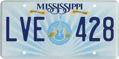 MS license plate LVE428
