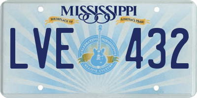 MS license plate LVE432