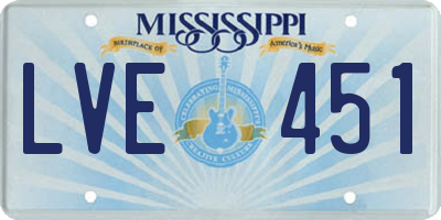 MS license plate LVE451