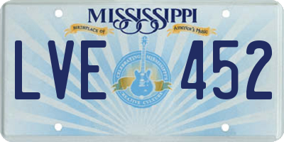 MS license plate LVE452