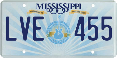 MS license plate LVE455