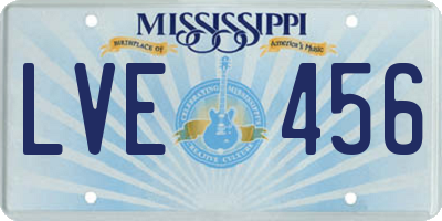 MS license plate LVE456