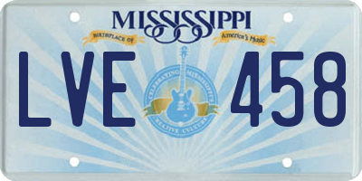 MS license plate LVE458