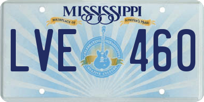 MS license plate LVE460
