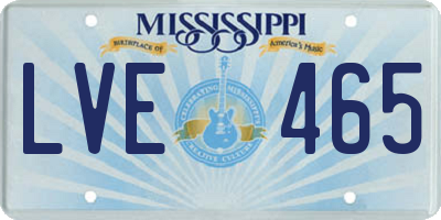 MS license plate LVE465