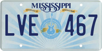 MS license plate LVE467