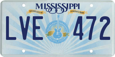 MS license plate LVE472