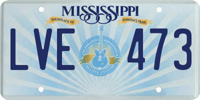 MS license plate LVE473