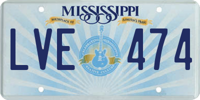 MS license plate LVE474