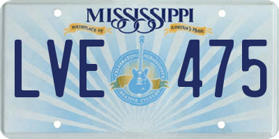 MS license plate LVE475