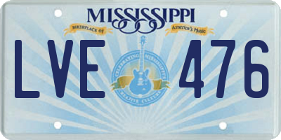 MS license plate LVE476