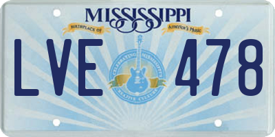 MS license plate LVE478