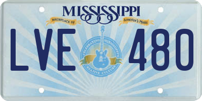 MS license plate LVE480